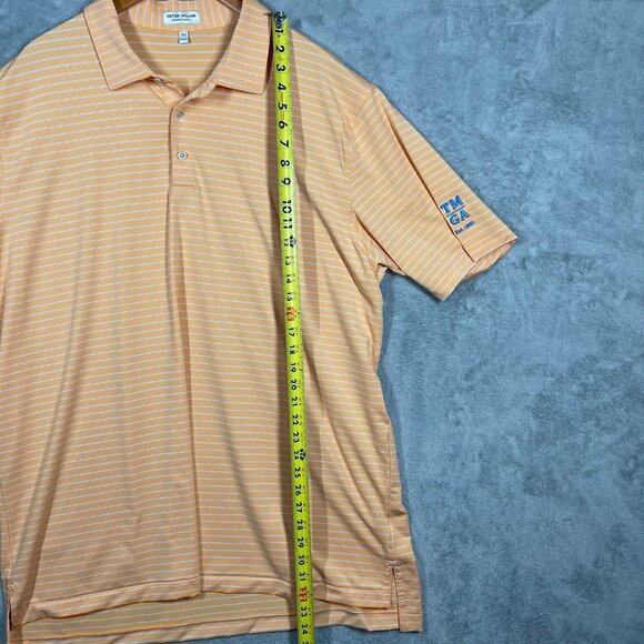 Peter Millar Summer Comfort Mens Performance Orange‎ Blue Striped Polo Shirt XXL - Picture 3 of 7